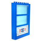 LEGO Blue Window 1 x 4 x 6 with 3 Panes and Transparent Light Blue Fixed Glass with Coast Guard Logo Sticker (6160)