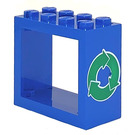 LEGO Blauw Venster 2 x 4 x 3 met Recycling Arrows met afgeronde gaten (4132)