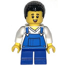 LEGO Boy, Blue Overalls, Black Hair Minifigure