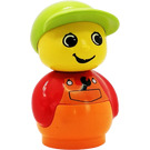 LEGO Boy Orange Base, Red Top, Wrench in Pocket Primo Figure