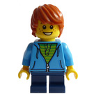 LEGO Boy with Azure Hoodie and Dark Blue Short Legs (Smile) Minifigure