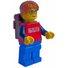 LEGO Boy avec Sac à dos, 3 Argent Logos et Lunettes Minifigurine