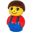 LEGO Boy with Blue Base and Red Top with Blue Suspenders Primo Figure