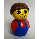 LEGO Boy with Blue Base and Red Top with Blue Suspenders Primo Figure