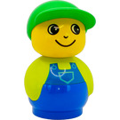 LEGO Boy met Blauw Basis, Limoen Top, Blauw Overalls Minifiguur