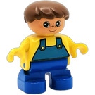 LEGO Boy with blue legs and yellow top with blue overall Duplo Figure