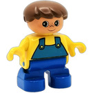 LEGO Boy met Blauw Poten en Geel Top met Blauw overall Duplo Figuur