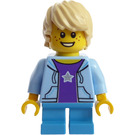 LEGO Boy met Bright Licht Blauw Hoodie Minifiguur