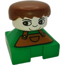 LEGO Boy met Brown Overalls Aan 2 x 2 Basis Duplo Figuur
