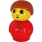 LEGO Boy mit rot Base, rot oben mit buttons und dark orange Haar Primo Abbildung