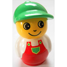 LEGO Boy mit Rot Basis, Weiß oben, Rot Overalls Minifigur