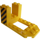 LEGO Beugel 4 x 7 x 3 met Zwart en Geel Danger Strepen aan Both Zijkanten Sticker (30250)