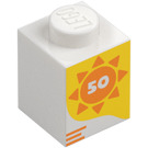 LEGO Stein 1 x 1 mit "50" und Sun (3005 / 103419)