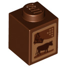 LEGO Brick 1 x 1 with Cocoa Carton (Cow and Chocolate) (3005 / 21662)