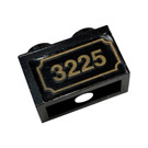 LEGO Brick 1 x 2 with '3225' with outline in gold Sticker with Bottom Tube