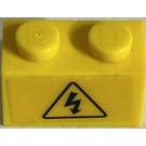 LEGO Mattoncino 1 x 2 con Electricity Danger Sign Modello Adesivo con tubo alla base (3004)