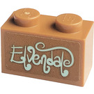 LEGO Brick 1 x 2 with 'Elvendale' Sticker with Bottom Tube (3004)