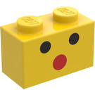 LEGO Brick 1 x 2 with Eyes and Mouth with Bottom Tube (3004)