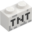 LEGO Brick 1 x 2 with Minecraft 'TNT' with Bottom Tube (3004 / 19180)