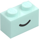 LEGO Klods 1 x 2 med Smile med bundrør (102574 / 102701)