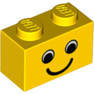 LEGO Steen 1 x 2 met Smiling Gezicht zonder sproeten (3004 / 83201)