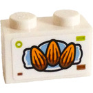 LEGO Brick 1 x 2 with Three Cakes Sticker with Bottom Tube