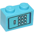 LEGO Backstein 1 x 2 mit touch tone phone pad Aufkleber mit Unterrohr (3004)