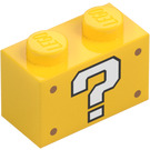 LEGO Stein 1 x 2 mit Weiß Question Mark mit Unterrohr (3004 / 79542)