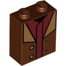 LEGO Brick 1 x 2 x 2 with Brown and red top with Inside Stud Holder (3245 / 78559)
