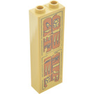 LEGO Backstein 1 x 2 x 5 mit Hieroglyphs Aufkleber mit Bolzenhalter (2454)