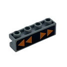 LEGO Тухла 1 x 4 с Groove с портокал Directional Arrows На Черно Background Стикер