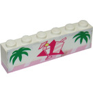 LEGO Brick 1x6 and Pink Plate Assembly with Palmtree Leaves and Icecream Cup and Softdrink Sticker
