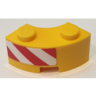 LEGO Brique 2 x 2 Rond Coin avec rouge et blanc Danger Rayures La gauche Autocollant avec encoche de tenons et dessous renforcé (85080)