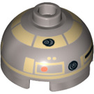 LEGO Kloss 2 x 2 Rund med Dome Topp med Astromech Droid Hode (Hul knott, akselholder) (18111 / 30367)