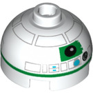 LEGO Brick 2 x 2 Round with Dome Top with R2 Unit Astromech Droid Head (Hollow Stud, Axle Holder) (18029 / 30367)