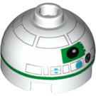 LEGO Kloss 2 x 2 Rund med Dome Topp med R2 Unit Astromech Droid Hode (Hul knott, akselholder) (18029 / 30367)