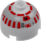 LEGO Kostka 2 x 2 Kolo s Dome Horní s stříbrný a Červená R5-D4 Printing (Bezpečnostní čep bez držáku nápravy) (30367 / 83730)