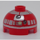 LEGO Brick 2 x 2 Round with Dome Top with Silver Band and Lime Dot (Hollow Stud, Axle Holder) (16575 / 30367)