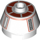 LEGO Brick 2 x 2 Round with Sloped Sides with Red and Gray Astromech Droid Pattern (70251 / 98100)