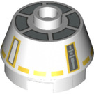 LEGO Brick 2 x 2 Round with Sloped Sides with Yellow and Gray Astromech Pattern (74399 / 98100)