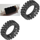 레고 Brick 2 x 4 Wheels Holder with White Freestyle Wheels Assembly with Black Tires (4180)