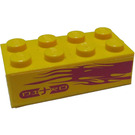 LEGO Brick 2 x 4 with flames and NITRO on yellow background (right) Sticker (3001)