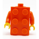 LEGO Brick Costume with Orange Arms and Yellow Hands