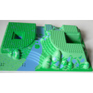 LEGO Bright Green Baseplate 32 x 48 x 6 Raised with Steps and Medium Blue / Green Garden Pattern