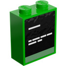 LEGO Fel groen Steen 1 x 2 x 2 met Computer Screen Decoratie Sticker met Stud houder aan de binnenzijde (3245)