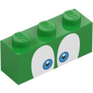 LEGO Lyse-grøn Klods 1 x 3 med Blå Øjne 'Larry' (76885 / 103801)