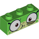 LEGO Bright Green Brick 1 x 3 with Queasy Unikitty Face (3622)