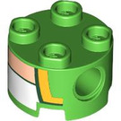 LEGO Bright Green Brick 2 x 2 Round with Holes with Yellow / Green / Flesh / White Toad Chest (17485 / 79550)