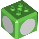 LEGO Verde brillante Ladrillo 3 x 3 x 2 Cube con 2 x 2 Espigas en Parte superior con Blanco Circles (69085 / 102207)