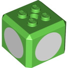 LEGO Vert clair Brique 3 x 3 x 2 Cube avec 2 x 2 Goujons sur Haut avec blanc Circles (69085 / 102207)